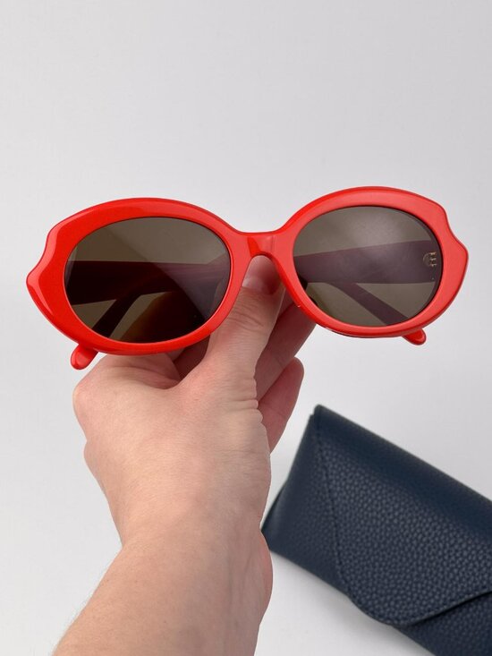 Loewe LW40147F 42E Oval Sunglasses – Shiny Orange / Brown main image 4